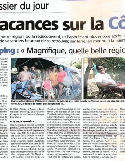 Nice Matin met à l'honneur le camping de l'hippodrome